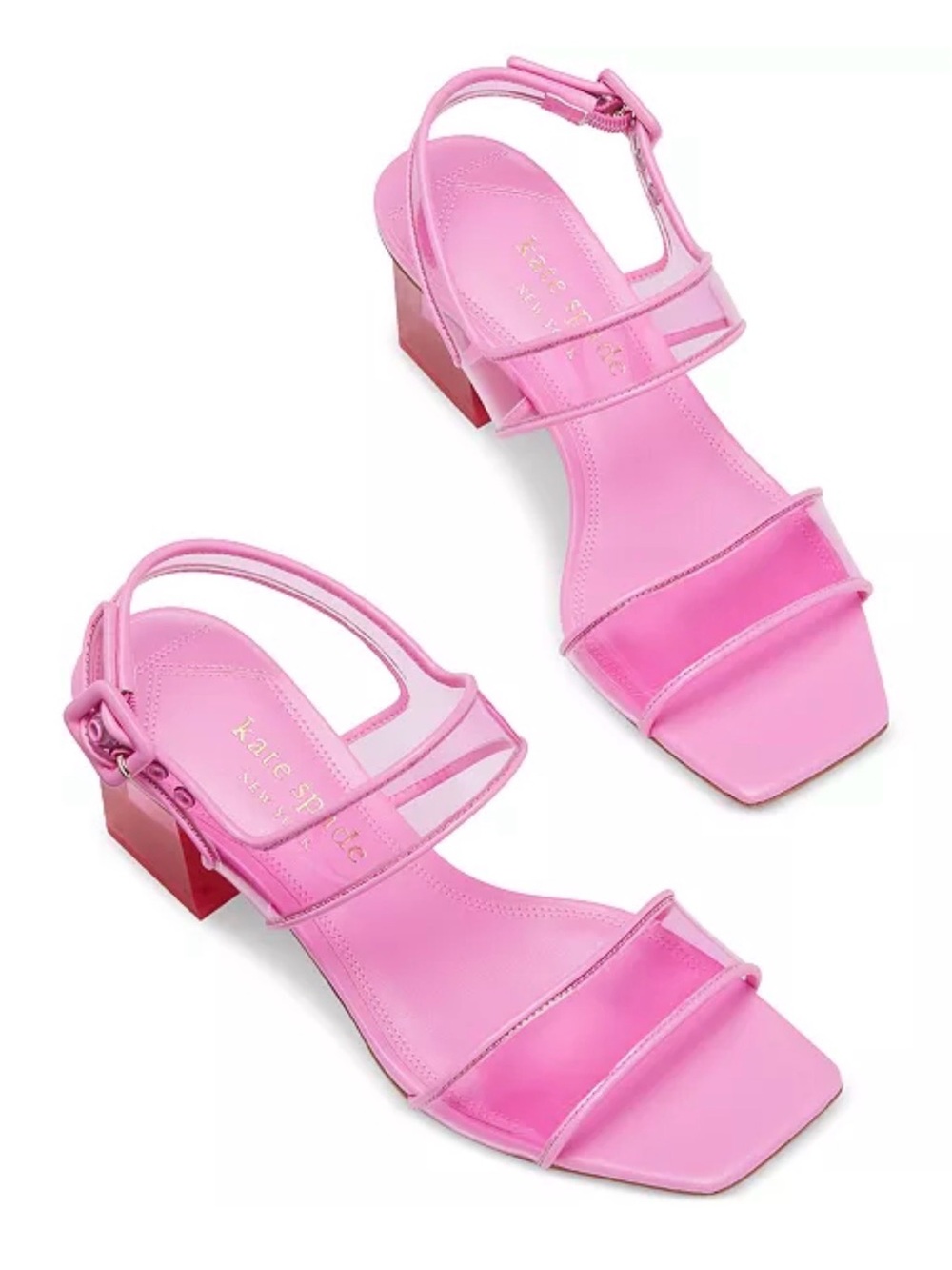 kate spade Milani Lucite Dress Square Toe Sandals Heels Carousel Pink